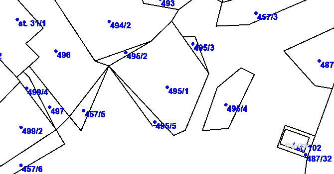 Parcela st. 495/1 v KÚ Radostovice u Smilových Hor, Katastrální mapa