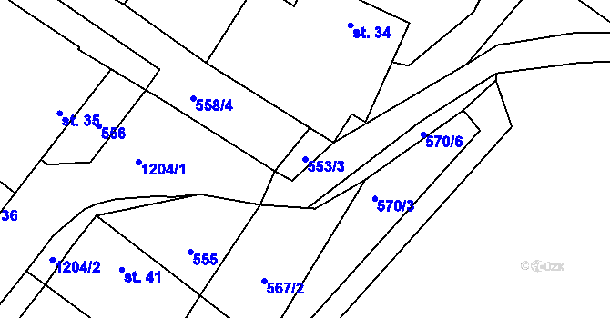 Parcela st. 553/3 v KÚ Radostovice u Smilových Hor, Katastrální mapa