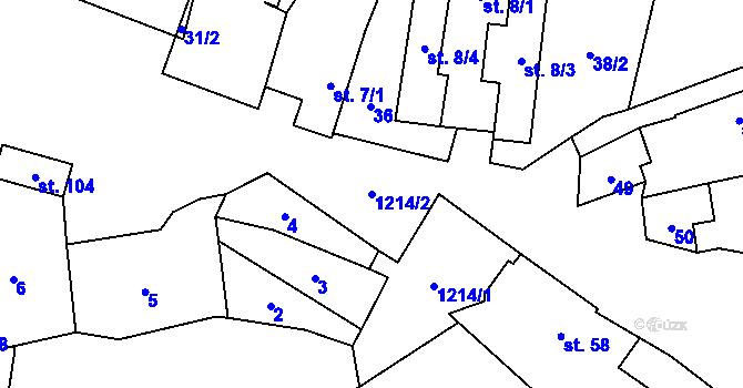 Parcela st. 1214/2 v KÚ Radostovice u Smilových Hor, Katastrální mapa
