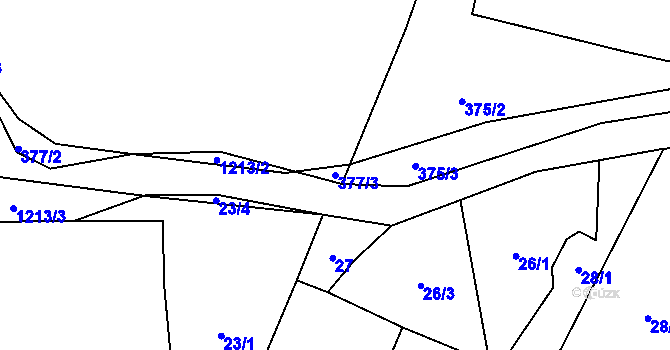 Parcela st. 377/3 v KÚ Radostovice u Smilových Hor, Katastrální mapa