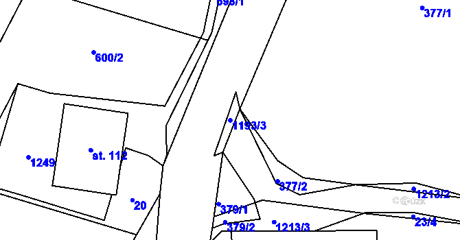 Parcela st. 1193/3 v KÚ Radostovice u Smilových Hor, Katastrální mapa