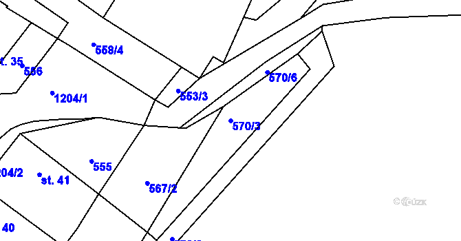 Parcela st. 570/3 v KÚ Radostovice u Smilových Hor, Katastrální mapa