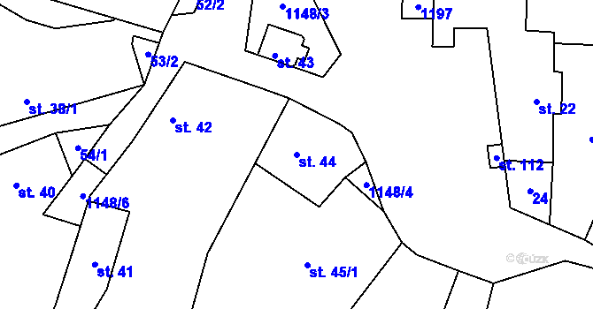 Parcela st. 44 v KÚ Radošice, Katastrální mapa