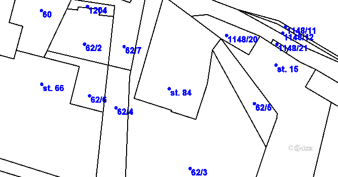 Parcela st. 84 v KÚ Radošice, Katastrální mapa