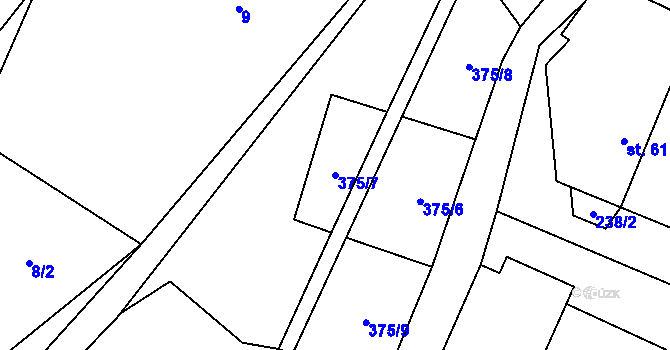 Parcela st. 375/7 v KÚ Radošice, Katastrální mapa