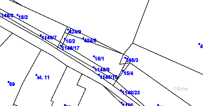 Parcela st. 424/3 v KÚ Radošice, Katastrální mapa