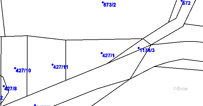 Parcela st. 427/1 v KÚ Radošice, Katastrální mapa