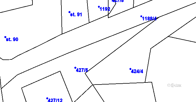 Parcela st. 427/2 v KÚ Radošice, Katastrální mapa