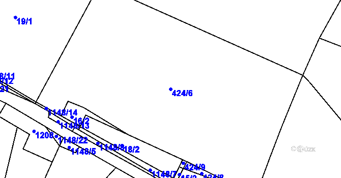 Parcela st. 424/6 v KÚ Radošice, Katastrální mapa