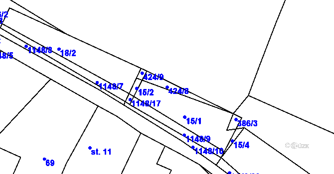 Parcela st. 424/8 v KÚ Radošice, Katastrální mapa