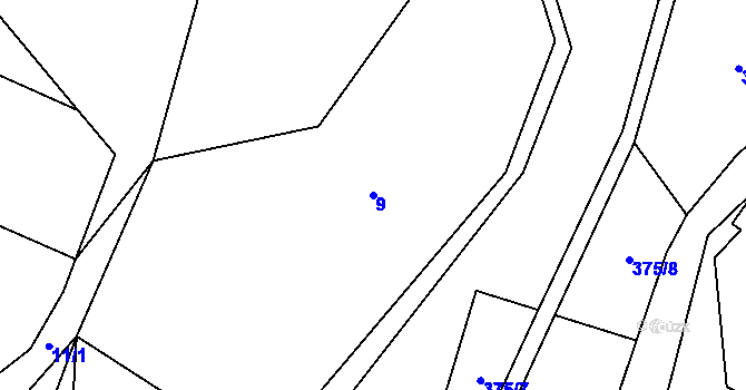 Parcela st. 9 v KÚ Radošice, Katastrální mapa