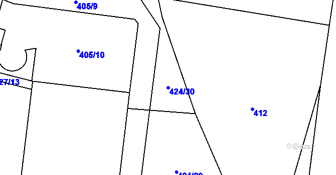 Parcela st. 424/30 v KÚ Radošice, Katastrální mapa
