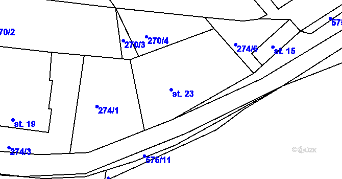 Parcela st. 23 v KÚ Horní Smrčné, Katastrální mapa