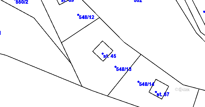 Parcela st. 45 v KÚ Horní Smrčné, Katastrální mapa