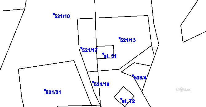 Parcela st. 51 v KÚ Horní Smrčné, Katastrální mapa