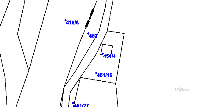 Parcela st. 451/4 v KÚ Horní Smrčné, Katastrální mapa