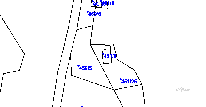 Parcela st. 451/9 v KÚ Horní Smrčné, Katastrální mapa