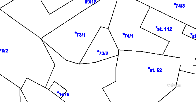 Parcela st. 73/2 v KÚ Radošov, Katastrální mapa