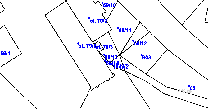 Parcela st. 69/13 v KÚ Radošov, Katastrální mapa