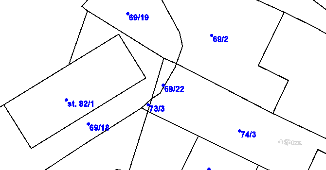 Parcela st. 69/22 v KÚ Radošov, Katastrální mapa