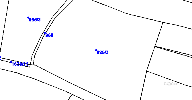 Parcela st. 985/3 v KÚ Radošov, Katastrální mapa