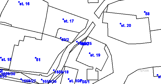 Parcela st. 55/2 v KÚ Radošov, Katastrální mapa