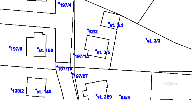 Parcela st. 3/5 v KÚ Radošovice u Vlašimi, Katastrální mapa
