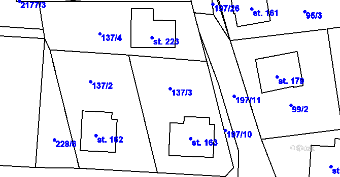 Parcela st. 137/3 v KÚ Radošovice u Vlašimi, Katastrální mapa