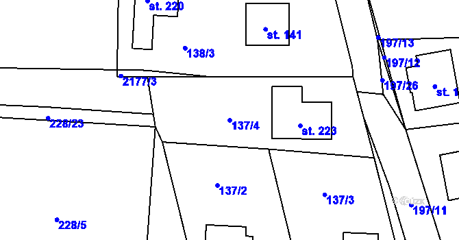Parcela st. 137/4 v KÚ Radošovice u Vlašimi, Katastrální mapa