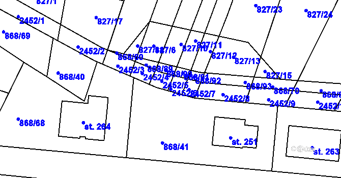 Parcela st. 2452/6 v KÚ Radošovice u Vlašimi, Katastrální mapa