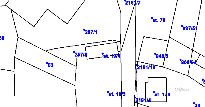 Parcela st. 19/4 v KÚ Radošovice u Vlašimi, Katastrální mapa