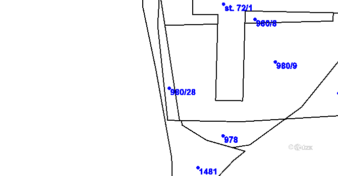 Parcela st. 980/28 v KÚ Tupesy, Katastrální mapa
