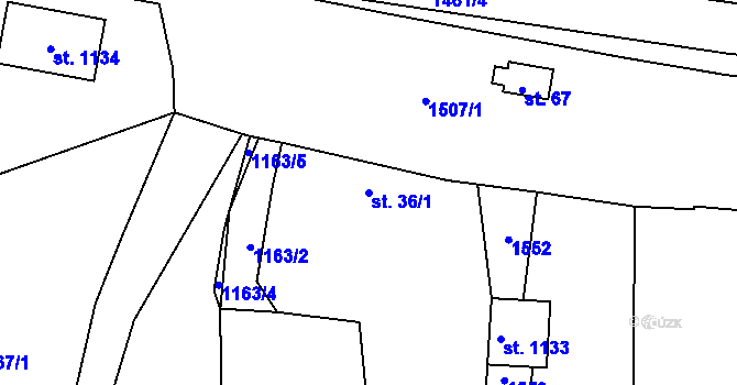 Parcela st. 36/1 v KÚ Tupesy, Katastrální mapa