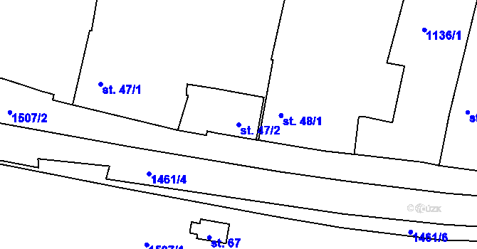 Parcela st. 47/2 v KÚ Tupesy, Katastrální mapa