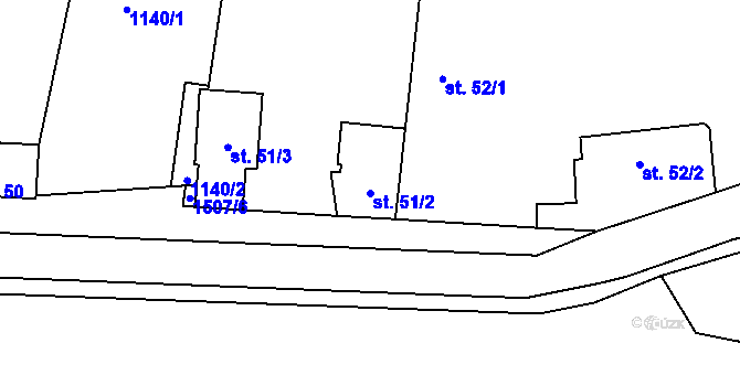 Parcela st. 51/2 v KÚ Tupesy, Katastrální mapa