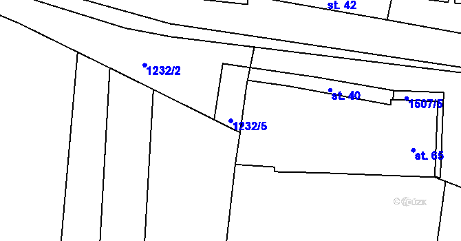 Parcela st. 1232/5 v KÚ Tupesy, Katastrální mapa