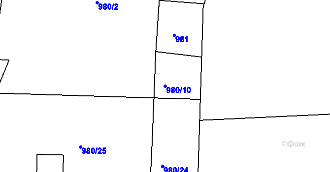 Parcela st. 980/10 v KÚ Tupesy, Katastrální mapa