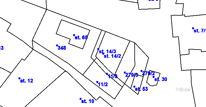 Parcela st. 14/2 v KÚ Kapsova Lhota, Katastrální mapa