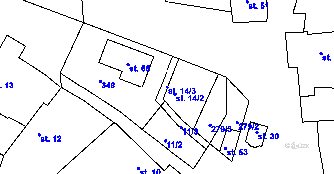 Parcela st. 14/3 v KÚ Kapsova Lhota, Katastrální mapa