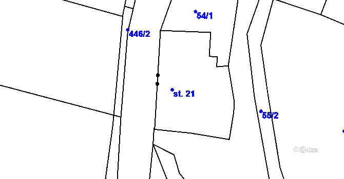 Parcela st. 21 v KÚ Kapsova Lhota, Katastrální mapa