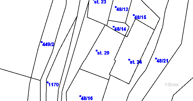 Parcela st. 29 v KÚ Kapsova Lhota, Katastrální mapa
