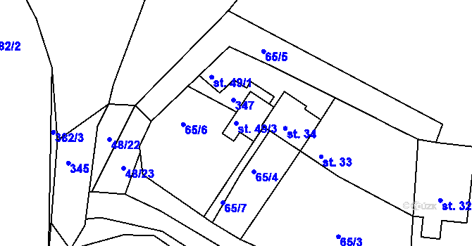 Parcela st. 49/3 v KÚ Kapsova Lhota, Katastrální mapa