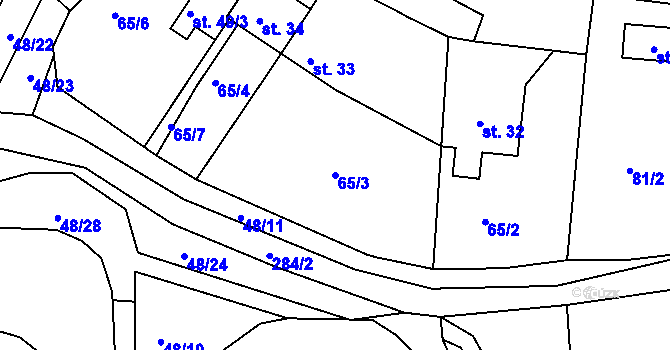 Parcela st. 65/3 v KÚ Kapsova Lhota, Katastrální mapa