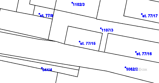 Parcela st. 77/15 v KÚ Radošovice u Strakonic, Katastrální mapa
