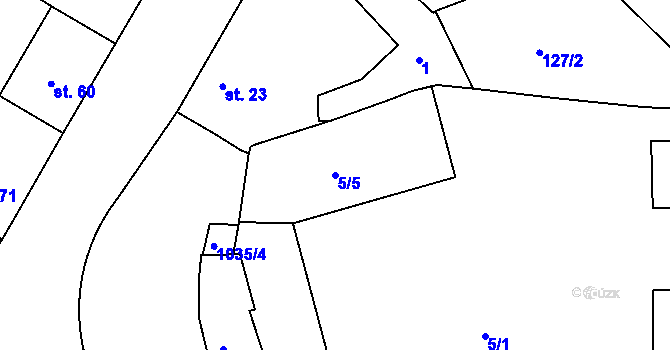 Parcela st. 5/5 v KÚ Radošovice u Strakonic, Katastrální mapa