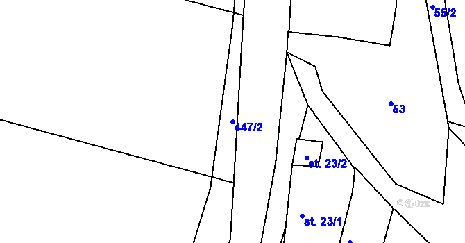 Parcela st. 447/2 v KÚ Radošovice u Strakonic, Katastrální mapa