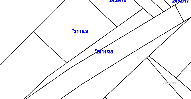 Parcela st. 2511/39 v KÚ Radotín, Katastrální mapa