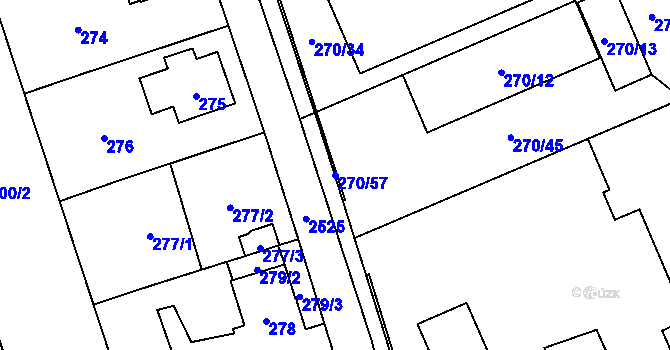 Parcela st. 270/57 v KÚ Radotín, Katastrální mapa