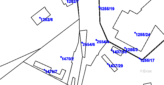 Parcela st. 2554/6 v KÚ Radotín, Katastrální mapa