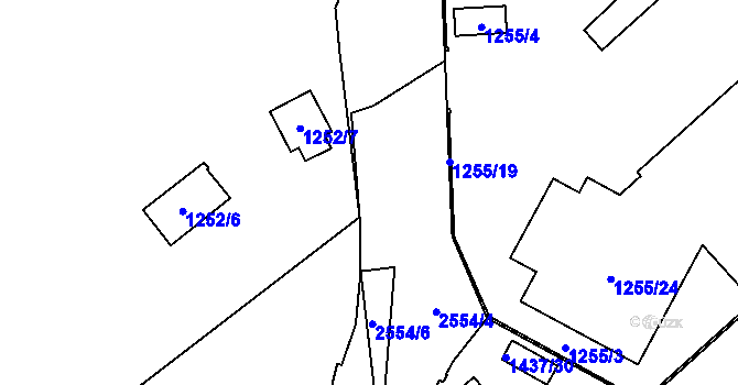 Parcela st. 2554/7 v KÚ Radotín, Katastrální mapa